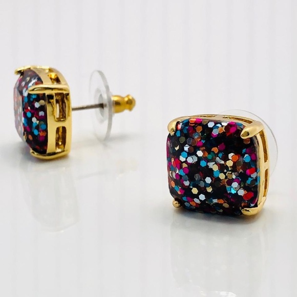 NEW Multi Color Kate Spade Glitter Studs 1/2” Squares - Picture 3 of 7